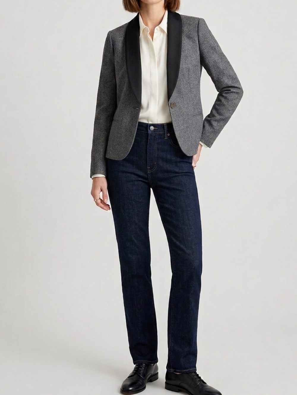 J CREW | Women's Wool Tuxedo Blazer with Black Shawl Collar - sz 4